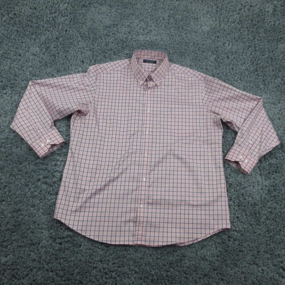 Tailorbyrd Shirt Mens XXL Blue Pink Plaid Long Sleeve Button Down